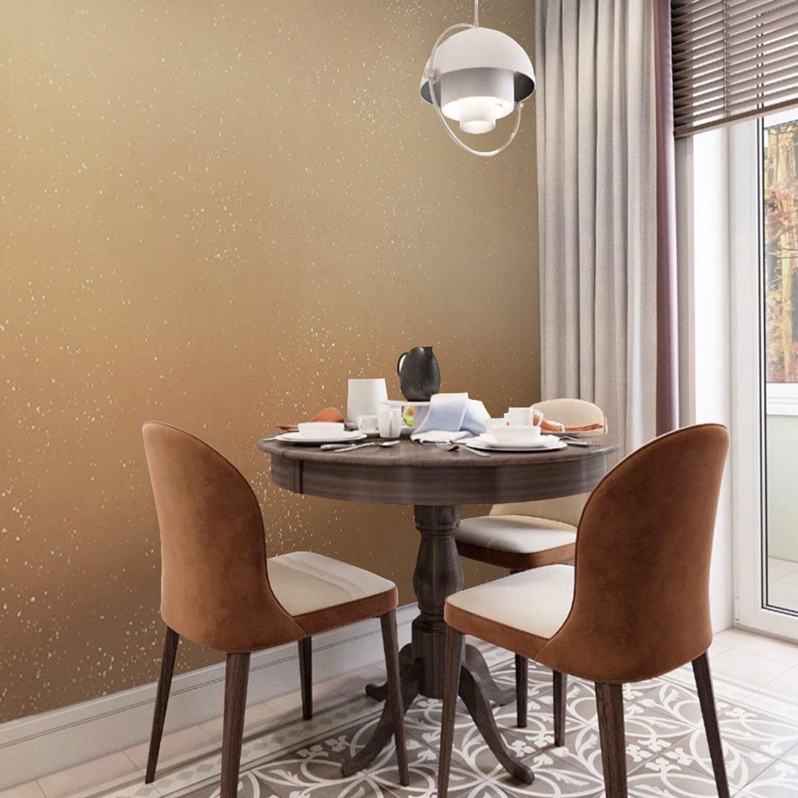 Elegant Gold Wallpaper With Subtle White Dots, Luxury Bedroom or Living ...