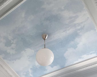 Cloud Ceiling Wallpaper Peel and Stick, Blue Sky Ceiling Mural for Bedroom, Dreamy Blue Clouds Wallpaper, Soft Aesthetic Ceiling Decor