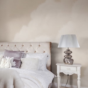 Beige himmel und wolken schale oder traditionelles Wandbild, abstrakte neutrale selbstklebende Tapete, minimalistisches Design entfernbare Tapete