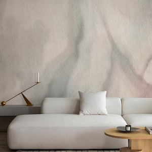 Beige Abstract Silk Texture Wallpaper Roll, Neutral Minimal Interior Decor, 1-101-2 immagine 1