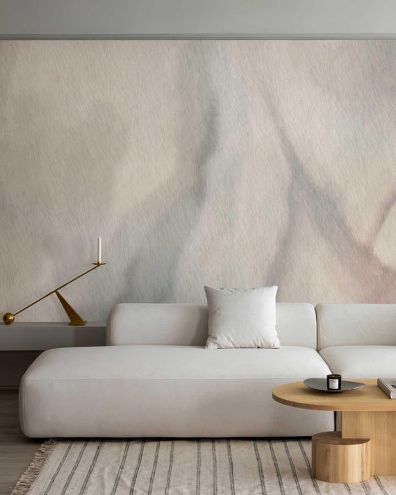 Beige Abstract Silk Texture Wallpaper Roll, Neutral Minimal Interior Decor, 1-101-2