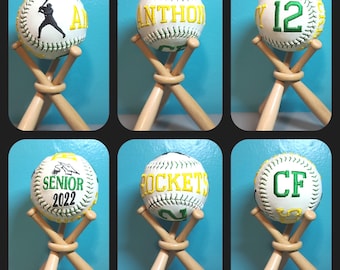 Custom Embroidered Baseball - Personalized Player Gift for Seniors and Graduates
