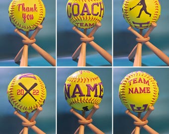 Custom Embroidered Softball - Personalized Coach Thank You Gift