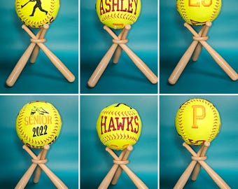 Custom Embroidered Softball - Personalized Player Gift for Seniors and Graduates