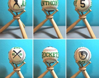 Custom Embroidered Baseball - Personalized Player Gift