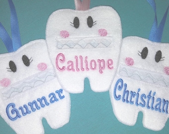 Custom Embroidered Tooth Fairy Pouch - Personalized with Child's Name