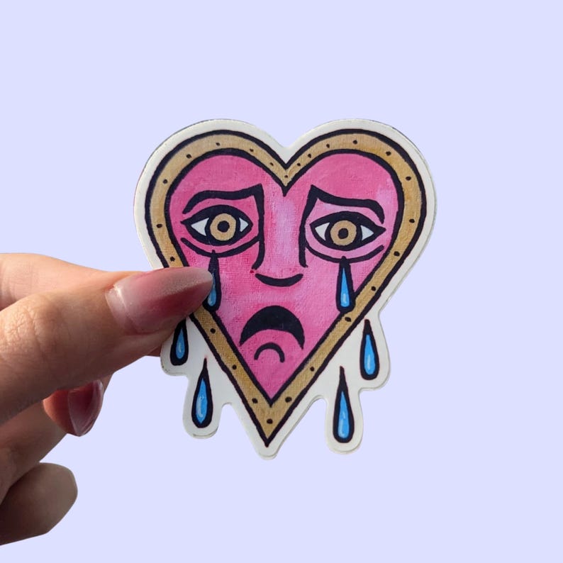 STICKER - Traditional Tattoo Crying Heart Crybaby - Alternative ...