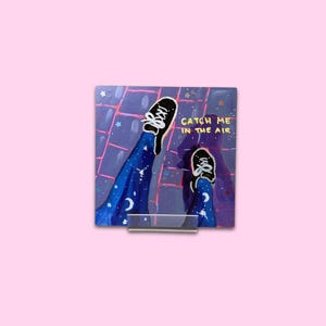 catch me in the air - rina sawayama hold the girl inspired original painting - acrylic on wood - nostalgic, tumblr, galaxy tights