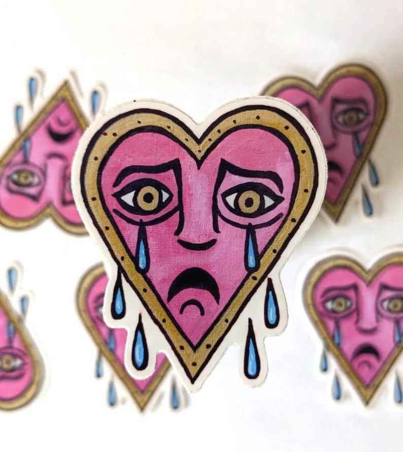 STICKER - Traditional Tattoo Crying Heart Crybaby - Alternative ...