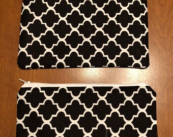 Bolsas de maquillaje, bolsas de cosméticos, conjuntos de bolsas, negro, blanco, rojo, algodón, cremallera, retro, vintage