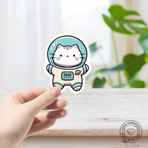 cute space cat hand made sticker