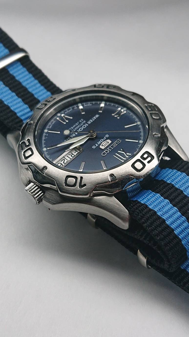 Seiko 5 Sports Blue Dial Uhr Etsy