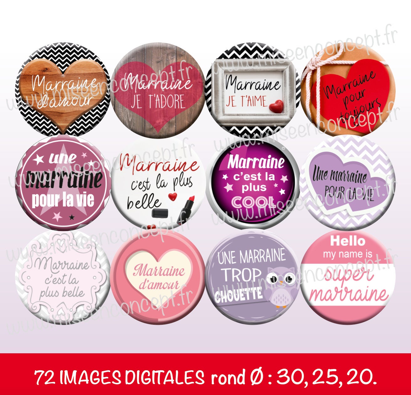 Images Digitales Marraine Rond 72 Images Cabochons Etsy