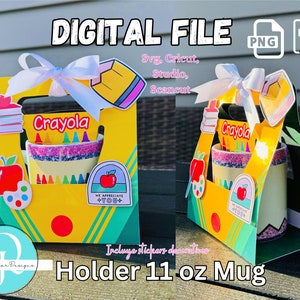 Bundle Holder Mug SVG, Cricut, Studio / Scancut PNG / pdf / Teachers day / crayons / Crayola / holder mug 11 oz / digital file png / download