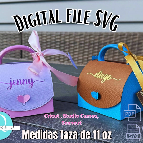 Molde Caja Tazas 11 oz, Tesoro / SVG / PDF / Archivo de corte / Cricut / Studio / Scan cut / caja cartera / Descarga instantanea /