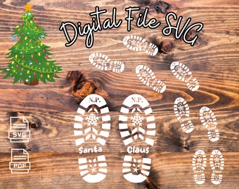 huellas de santa, plantilla santa botas de santa, SVG, PDF / noche magica de navidad, santa christmas, cricut, cameo, scancut descarga insta