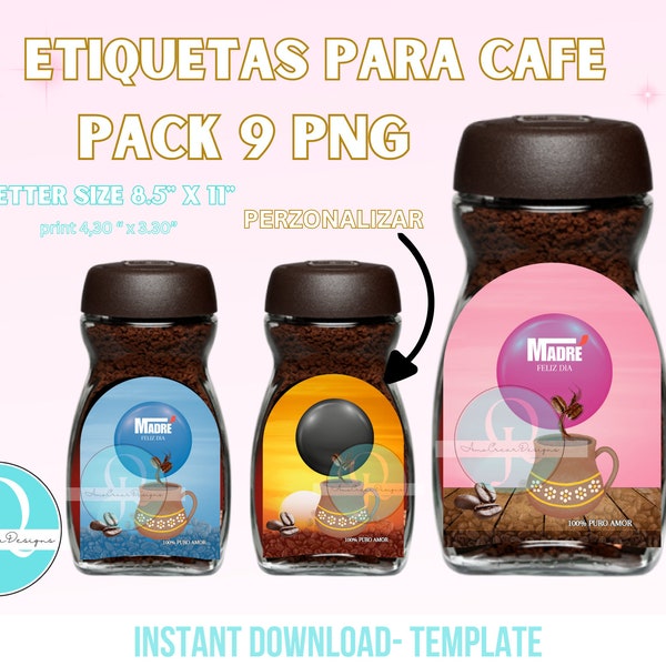 PACK 9 png CAFE etiquetas / mothers day / etiquetas imprimibles dia de la madre / descarga instantanea / digital file /imprime corta y pega