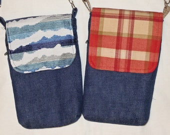Denim Crossbody Cell Phone Bag: Small Shoulder Purse