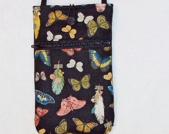 Cell phone bag, Crossbody phone bag, Butterfly purse, Small shoulder bag