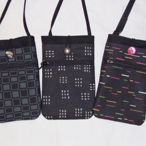 3-pocket crossbody cell phone bag, Cell phone purse, Small shoulder bag, Iphone tote, Smartphone pouch, Great gift
