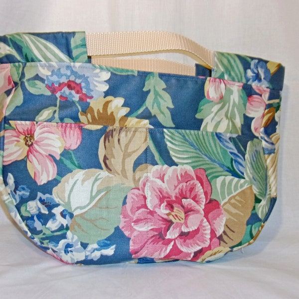 Medium tote bag, Flowered hand bag, Floral purse