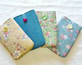 Padded Cell Phone Sleeve: Floral Fabric Phone Pouch