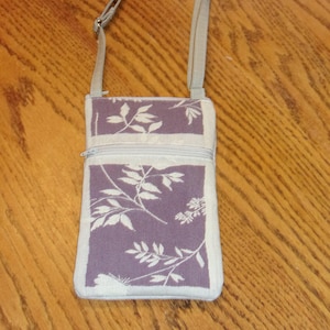 Lavender Cell Phone Crossbody Bag: Fleece Lined Shoulder Purse