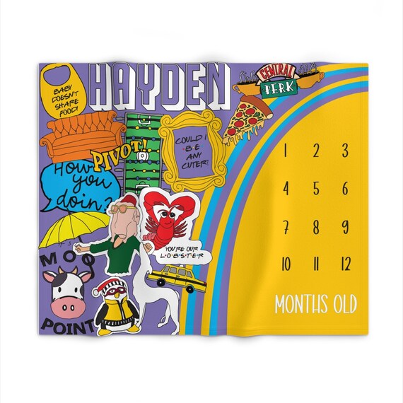 Friends TV Monthly Milestone Blanket Friends Fan Blanket Custom Personalized Blanket Kids Bedding Nursery Blanket Baby Blanket Etsy