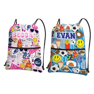 Personalized Camp Drawstring Bag With Pocket | Choose Your Design | All Summer Camps | Add Your Favorites | Custom | Camp Essentials