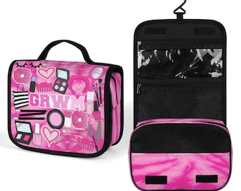 GRWM Travel Makeup Case | Favorite Makeup, Hair Tools, Brushes | Travel Case | Hanging Makeup Case | Cosmetics Case | Custom | Personalized