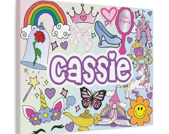 Fairytale Theme Canvas Wall Art | Princess Vibes | Custom | Personalized Wall Decor | Girls Bedroom Art | Fairytale Art | Girls Wall Art