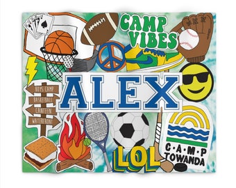 Camp Blanket For Any Summer Camp - Boys | Custom | Personalized | Camp Bed Decor | Bunk Junk | Favorite Things Blanket | Visiting Day Gift