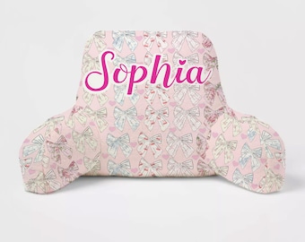 Coquette Bows Backrest Pillow With Arms | Custom | Personalized | Camp Bed Decor | Boyfriend Pillow | Lounging Pillow | Visiting Day Gift
