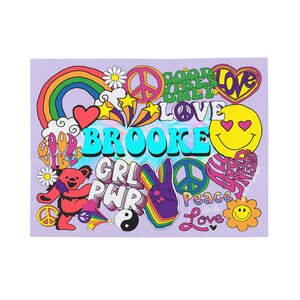 Peace & Love Stroller or Throw Blanket | Groovy Vibes | Custom | Personalized Blanket | Girls Bedding | Nursery Bedding | Baby Girl Blanket
