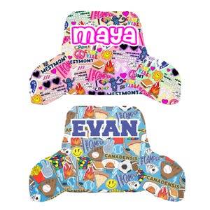 Personalized Camp Backrest Pillow With Arms | Choose Your Design | All Summer Camps | Add Your Favorites | Personalized | Camp Bed Decor