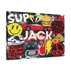 Cool Dude Canvas Wall Art | Favorite Tech & Gadgets | Personalized Art | Custom Wall Decor | Boys Room Decor | Boys Wall Art