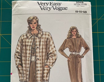 Vintage 1987 Vogue Sewing Pattern #9969 Dress and Jacket