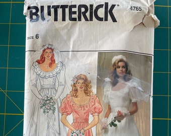 Amazing Vintage 1980's Butterick Sewing Pattern 4765, Wedding, Bridesmaid, or Formal Gown / Dress