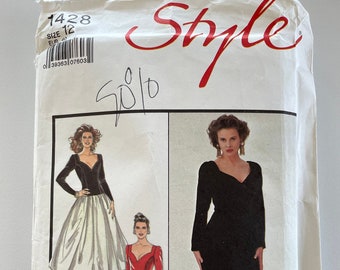 Vintage 1980's "Style" Brand Sewing Pattern; Cocktail, Prom, Homecoming, or Evening Dress 1428