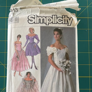 Vintage 1980&#39;s Simplicity Sewing Pattern 8413: Formal, Prom, Bridal, Wedding Dress from 1987