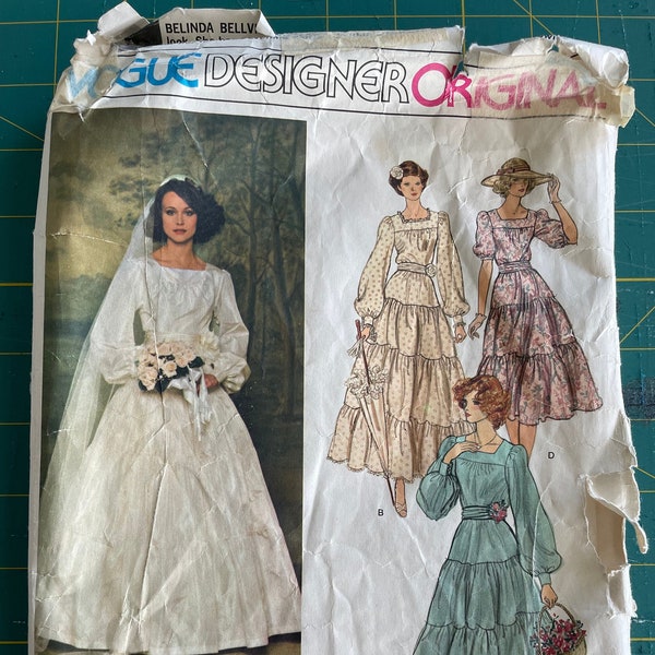 Vintage Vogue Pattern 1251, Late 1970's, Early 1980's Wedding, Formal, or Maxi Dress