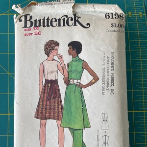 1970&#39;s Butterick Schnittmuster #6198 Kleid und Hose