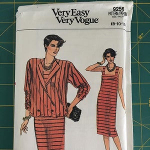 Vintage 1985 Vogue Sewing Pattern, #9256 Jacket and Dress