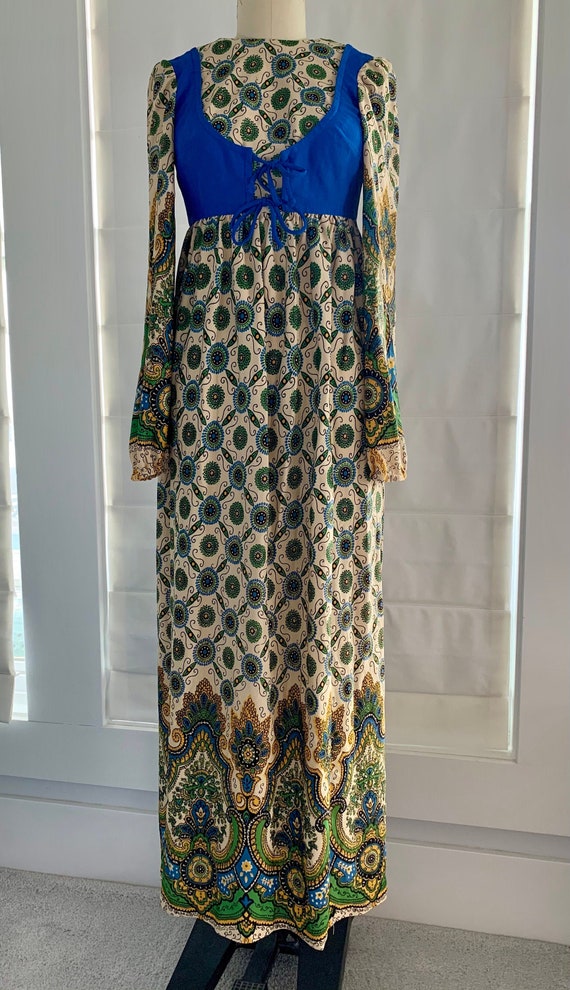 Vintage 1970's Bobbie Brooks Peasant Maxi Dress