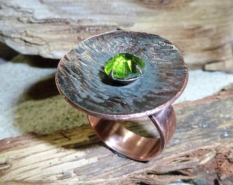 Hammered textured metallsmith copper ring