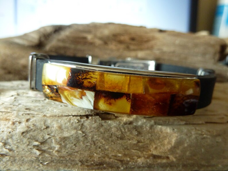 Natürliche baltische Bernstein Mosaik Armband mit Gummi und | Etsy