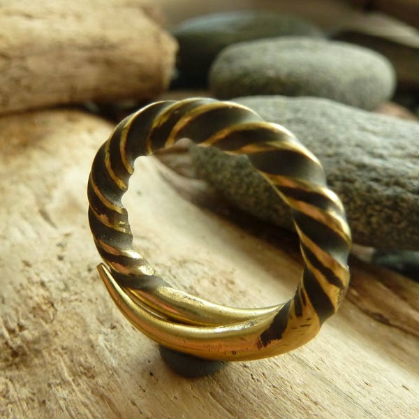 Medieval bronze twisted viking ring.