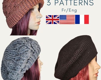 かぎ針編みの帽子のパターン3選｜PDFダウンロード｜簡単なかぎ針編みの帽子の作り方、女性や子供用のかぎ針編み帽子｜DIY