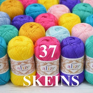 37 Skeins (37x50g) Silk effect Alize Forever yarn microfiber acrylic yarn soft wholesale ultra fine yarn 3 ply lace weight crochet thread