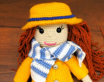 Сrochet doll with clothes, knitted amigurumi doll birthday gift for girl, toddler toys, nursery decoration Christmas kids gift, stuffed doll